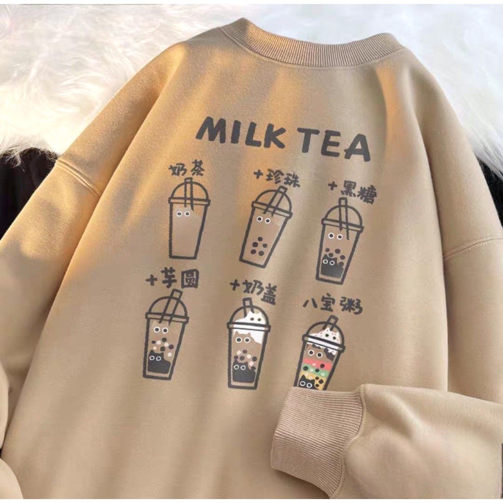 BAJU SWEATER PRIA WANITA KEKINIAN OOTD CUP ICE MILKTEA   BOBA ATASAN OUTFIT FASHION CASUAL MURAH KER