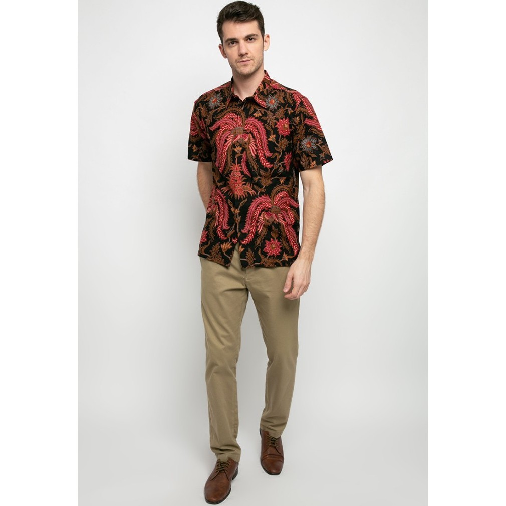 Adikusuma Hem Batik Pria Motif Daun Jalar - Biru, M