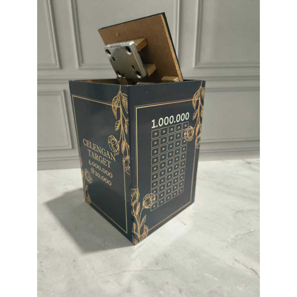 Celengan Kotak Sedang Kunci Target 3 Juta 4 Juta 5 Juta Celengan Kayu Unik Termurah