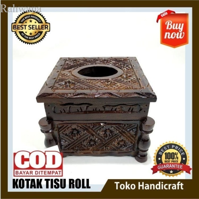 

TH - Kotak Box Tisu Roll Kotak Ukir Pahatan Kayu Jati Murah