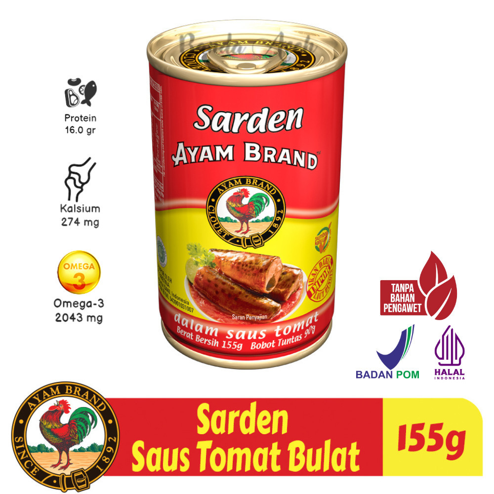 

(Aceh) Ayam Brand - Ikan Sarden Kaleng Bulat Saus Tomat 155gr