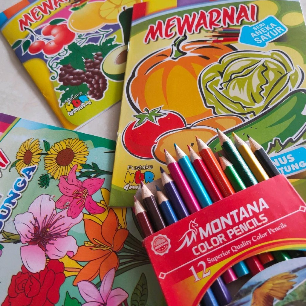 

Paket hemat buku dan pensil mewarnai murah/paket belajar mewarnai