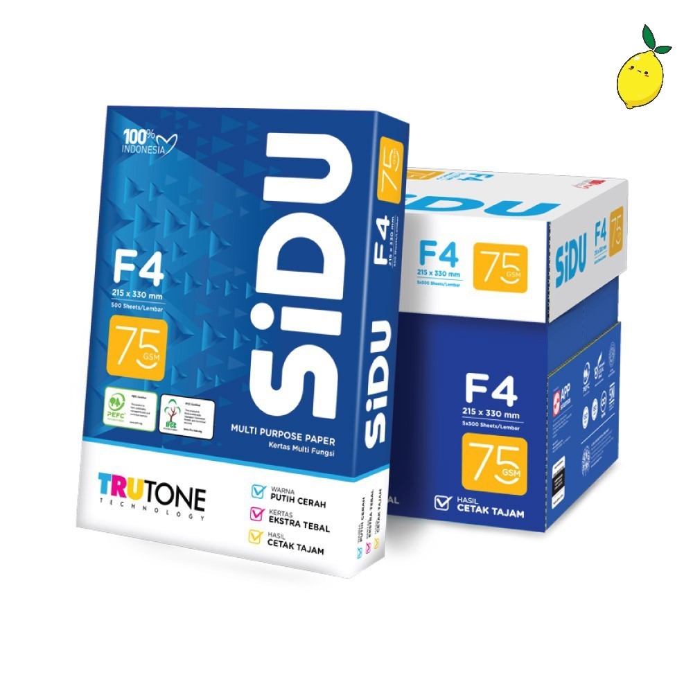 

SIDU Kertas Fotocopy / HVS 75 GSM F4 1 Rim