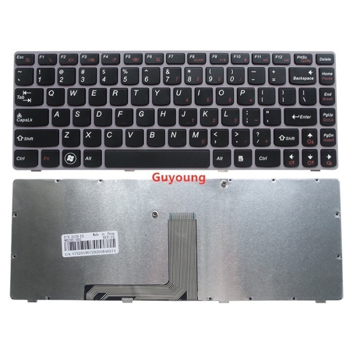 US keyboard Untuk laptop Lenovo Z470 Warna Hitam silver