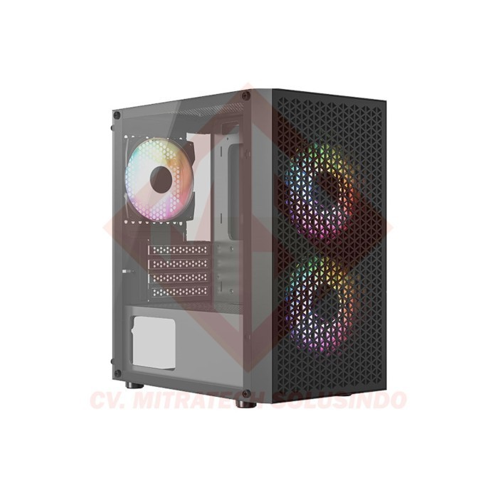 VenomRX Casing PC Baldur Omega Black M-ATX 3x120mm A-RGB Fan