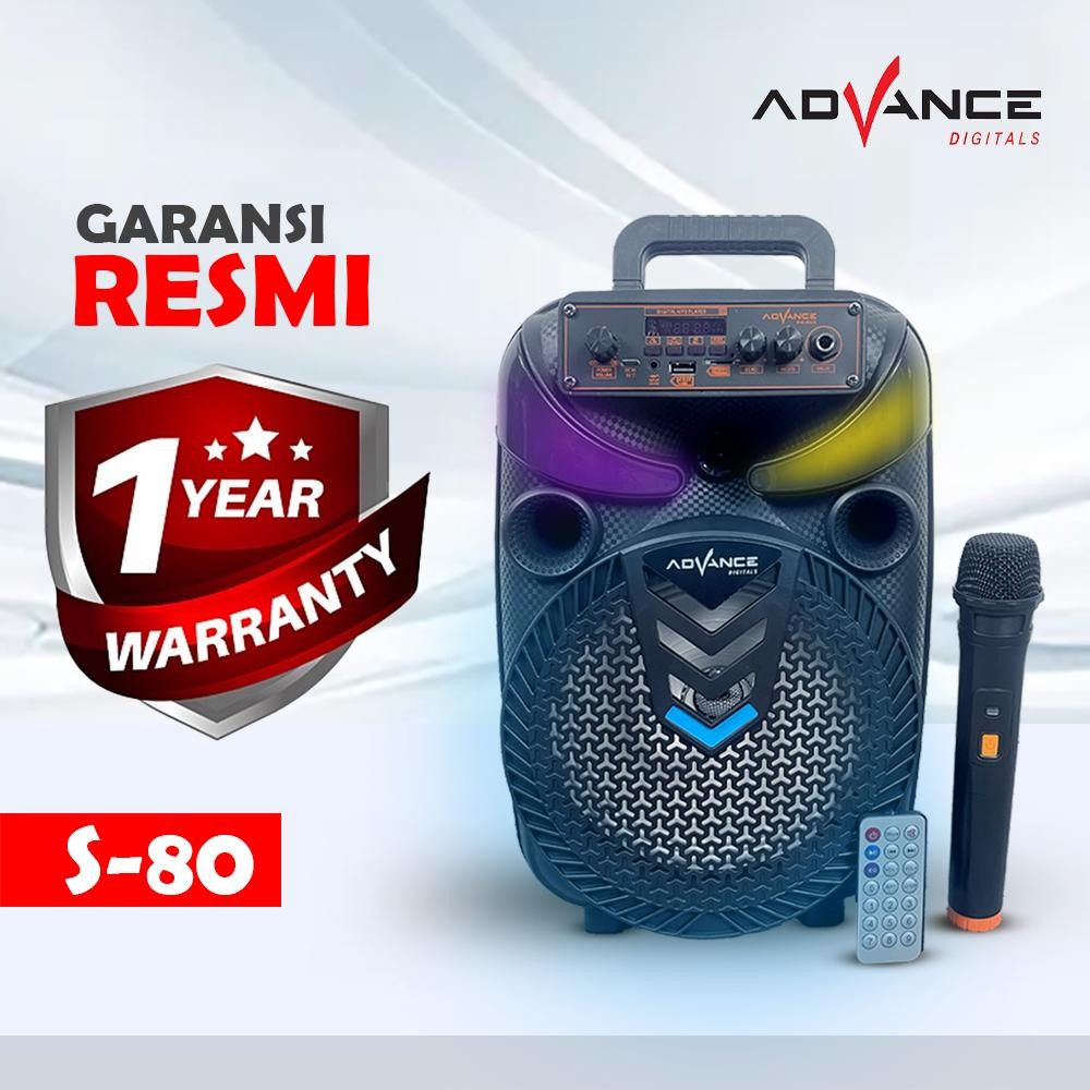 Advance S80 Speaker Bluetooth Speaker 8 Inch free Remoute Bergaransi Advance Resmi