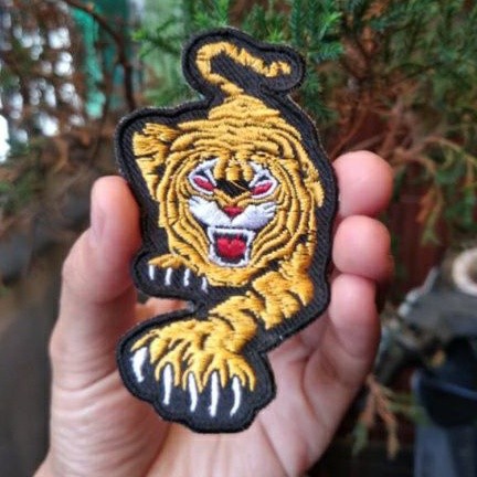 Bordir Emblem Patch Bordir Macan Full Body Kuning