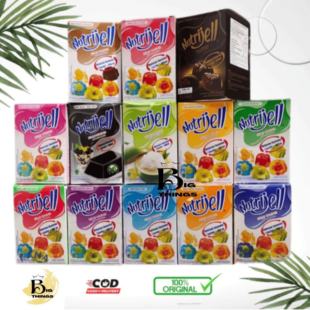 

Promo Kemasan Ekonomis 10gr Nutrijell Per box isi 12pcs / 12 sachet Jelly Powder Aneka Rasa Buah Buahan Coklat Cincau dan Plain BPOM HALAL Original