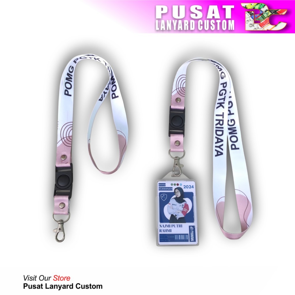 

Cetak PKET LENGKAPT Lanyard Sublim 2,5 cm 2SISI / tali idcard print 2,5cm / pita printing full color nametag id min order 5pcs