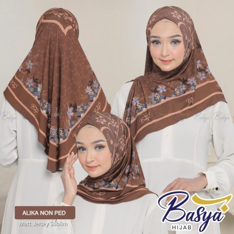 (BASYA SUBLIM) SEGITIGA NON PET ALIKA•hijab instan segitiga motif•kerudung instan dewasa pet•jilbab 