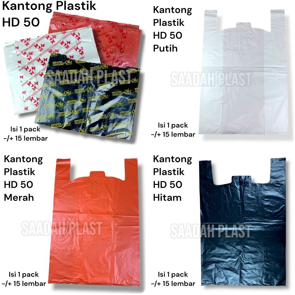 HD Kantong Kresek Plastik Raja Jumbo Besar Uk 50 Hitam Merah Putih Tebal