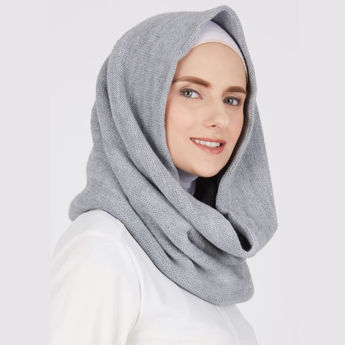 Hijab Jilbab Hoodie Rajut Terbaru Jilbab Rajuran Knit Hijab Instan DF