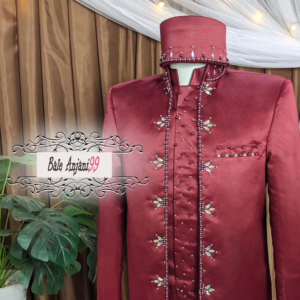 Baju atasan pengantin pria jas kemeja beskap formal lamaran nikahan MC jumbo premium