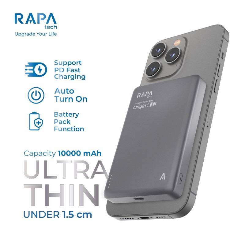 Sobat RAPAtech Powerbank Wireless 10000mAh PD Fast Charging 15W + PD20W Lithium Polymer Baterai ULTR