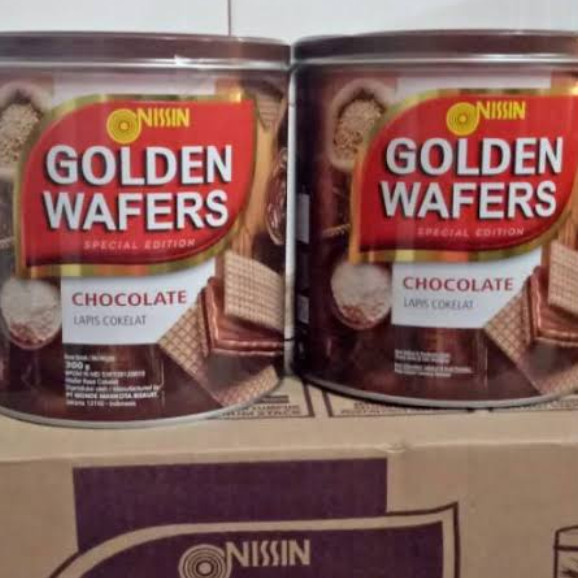 

Terjual [300 Gram] NISSIN Golden Wafer Chocolate Kemasan Kaleng Kue LebaranTerlaris