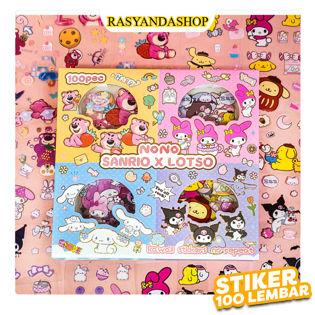 

Stiker Sanrio x Lotso Waterproof 100 Lembar per box murah