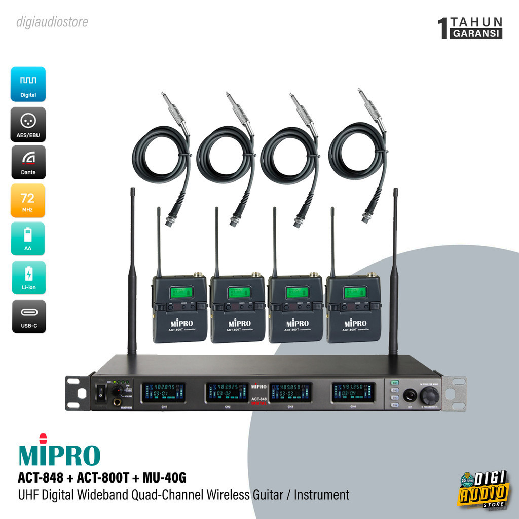 Wireless Guitar Instrument Digital MIPRO ACT-848 ACT-800T MU-40G Gitar Bass