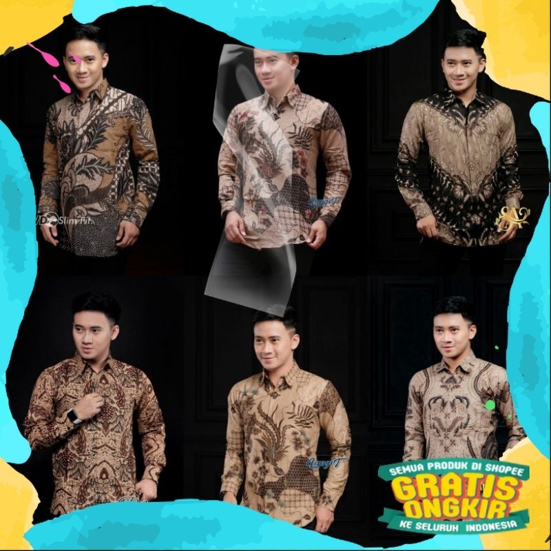 Batik pria coklat kemeja cowok lengan panjang m l xl xxl terlaris premium modern quality warna mocca