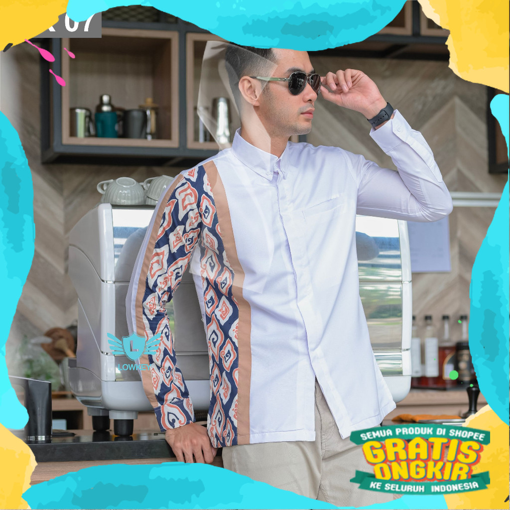 Kemeja Lengan Panjang Kombinasi Batik Lowkey BK 07/ Gemoy