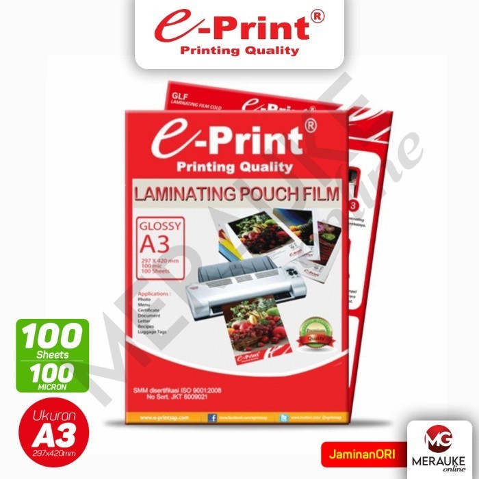 

E-Print Plastik Laminating Pouch Ukuran A3 100 Lembar