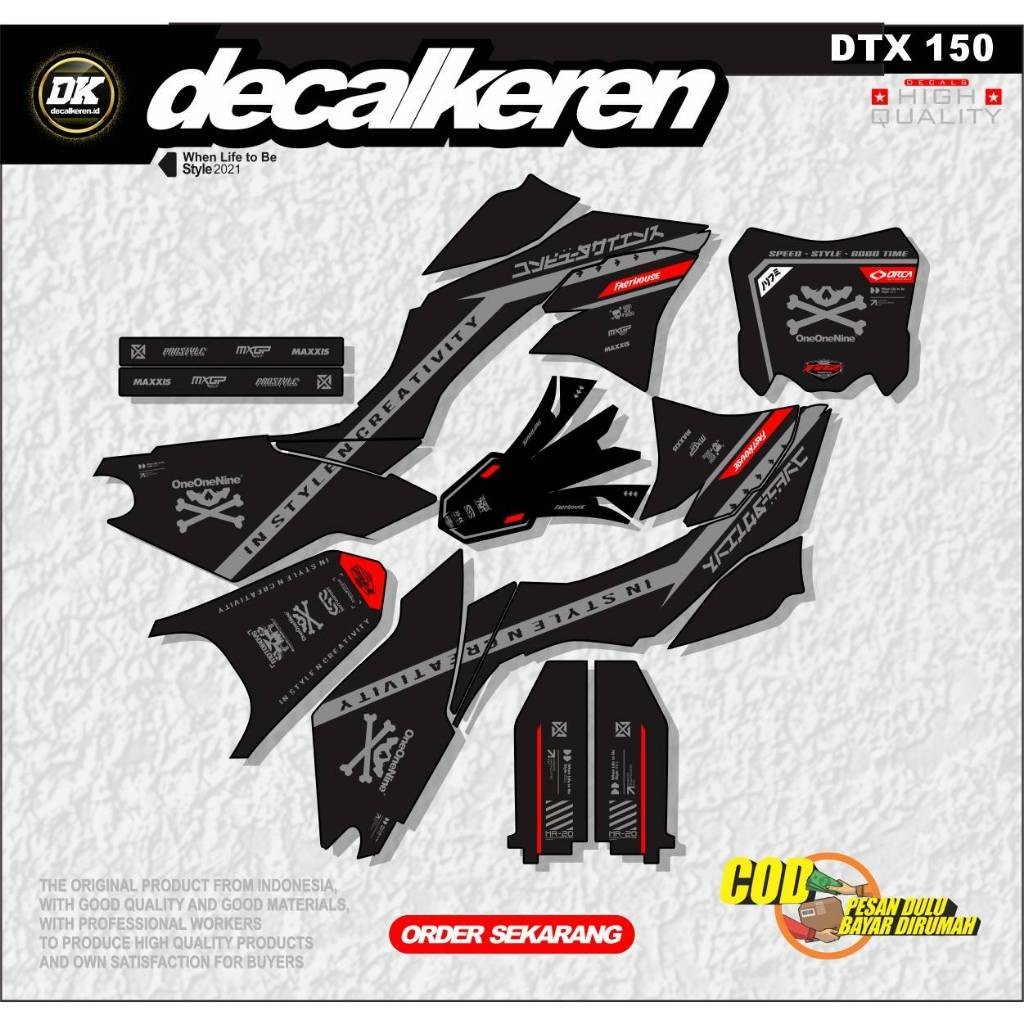 DECAL STIKER MOTOR DTX - KLX BF - DTRACKER - GORDON - CRF - WR