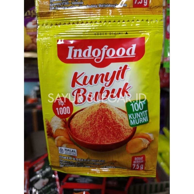 

1 Renceng Indofood Kunyit Bubuk Isi 12 Sachet x 7,5 Gr