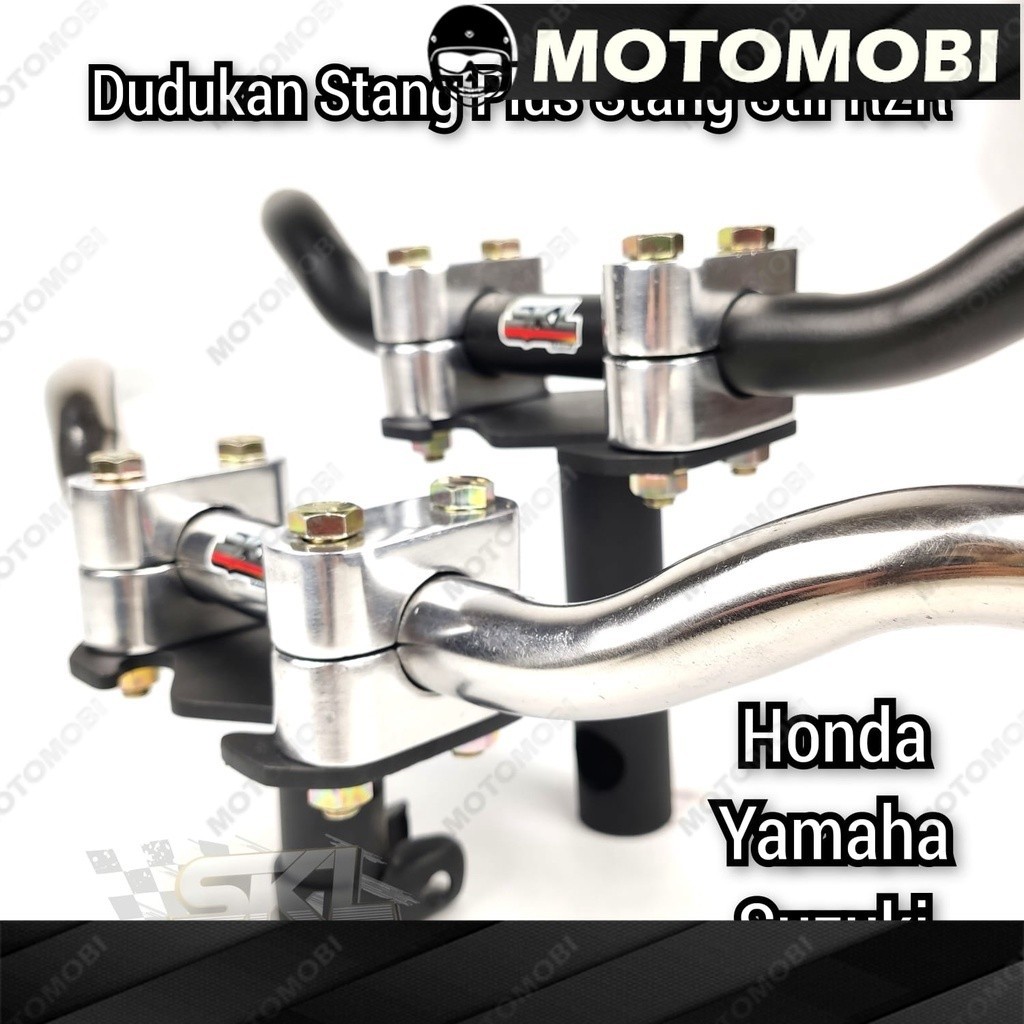Paket Stang Rzr Plus Dudukan Stang Racing Road Race Universal Motor Honda Yamaha Suzuki Satu Sett