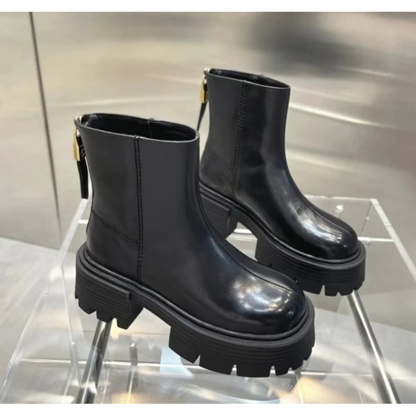 2023 New Fashion Women's Ankle Boots High Heel Round Head Thick Heel Back Zipper Fashion Boots Platf