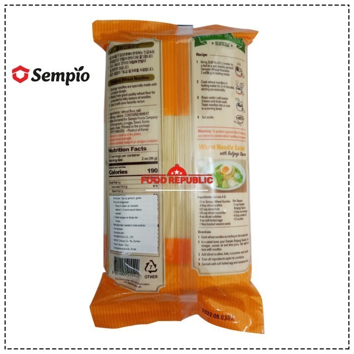 

SEMPIO WHEAT NOODLE CHEWY & THIN 1.5 KG MI KERING KOREA HALAL