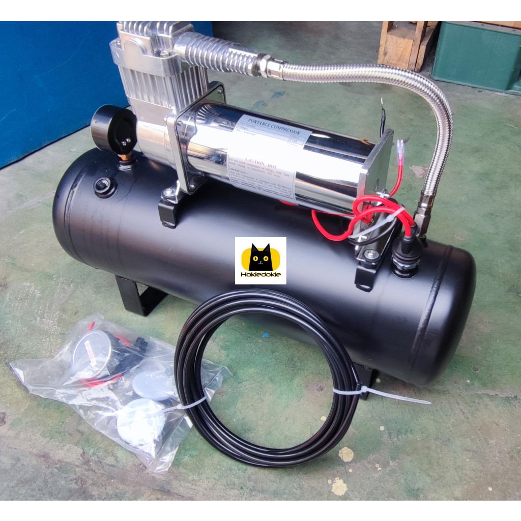 Tabung Kompresor DC 10 liter 12v 24v untuk basuri air suspension telolet Heavy Duty