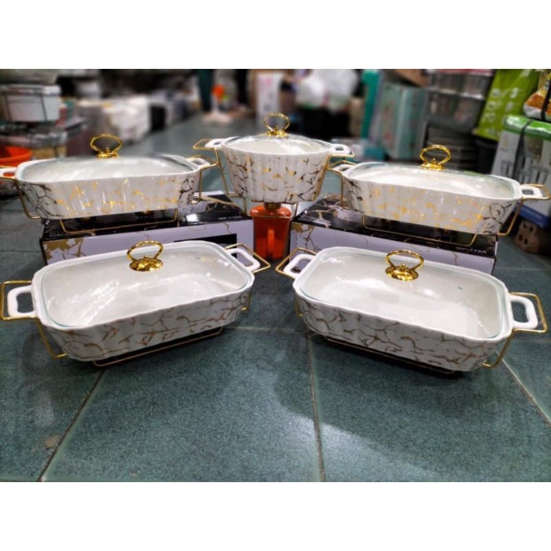 (FREE PACKING KAYU) Prasmanan /Prancisan Fiorenza Marble Set 5 Buah