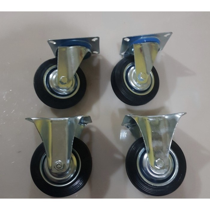 roda troli 4 inch karet putar mati