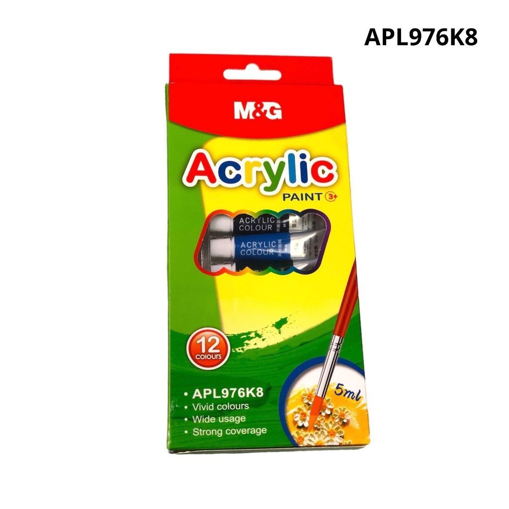 

Cat Acrylic Paint M&G 12 Colours Cat Akrilik 12 Warna #APL976K8 Akrilik Cat 5 ml Alat Melukis Free Kuas- SHSNP