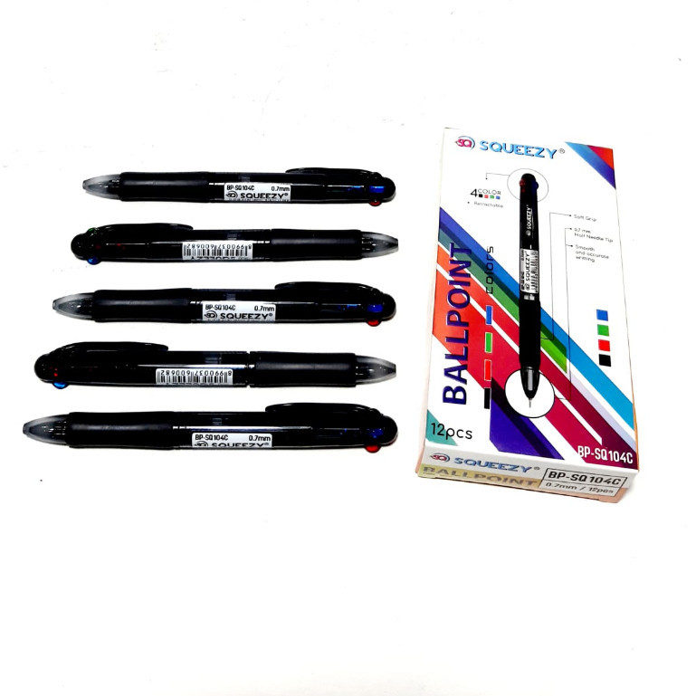 

Harga Grosir PER ( 1KOTAK/ 12 PCS ) BALLPEN PULPEN 0.7mm isi 4 Tinta Warrna BP-SQ104C