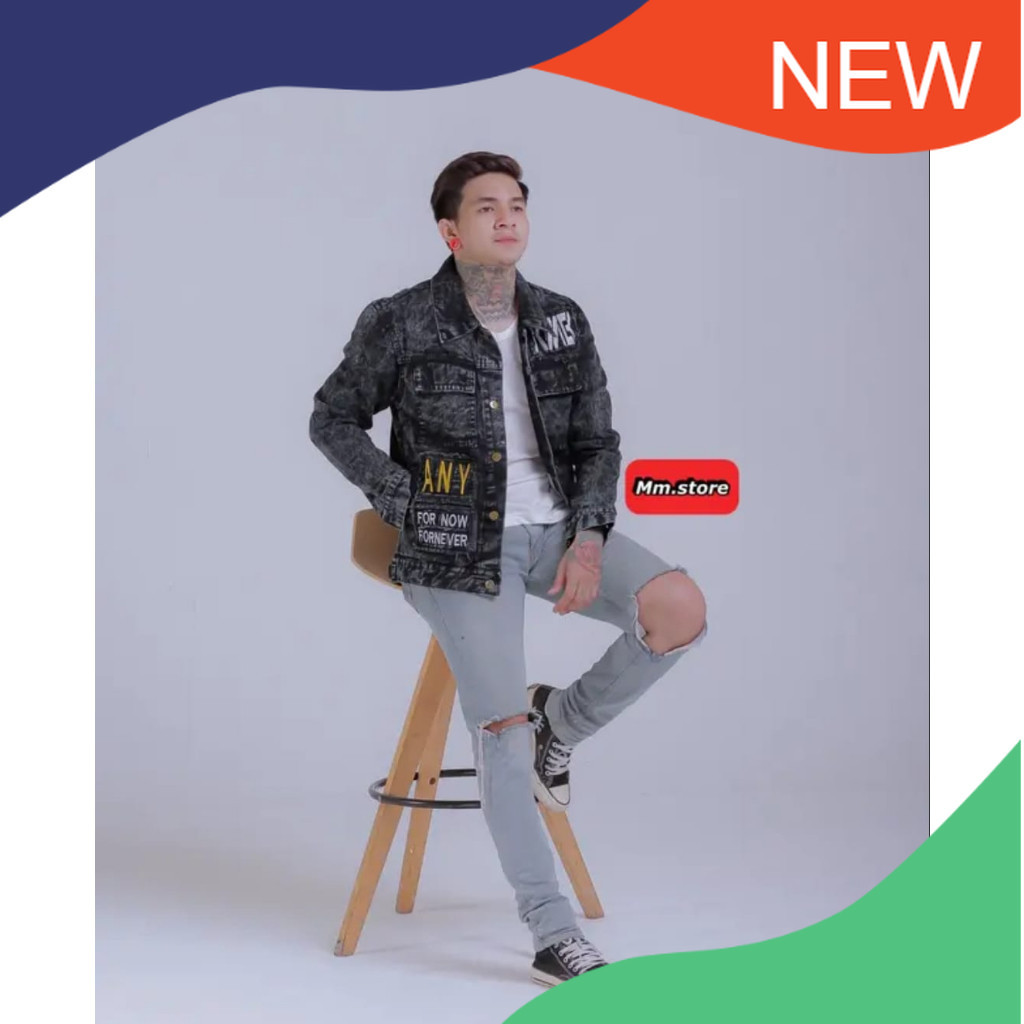 Jaket Jeans Pria  Premium / Jaket Levis Pria / JAKET JEANS KOMBINASI / KOREAN STYLE/ oke gas tambah 