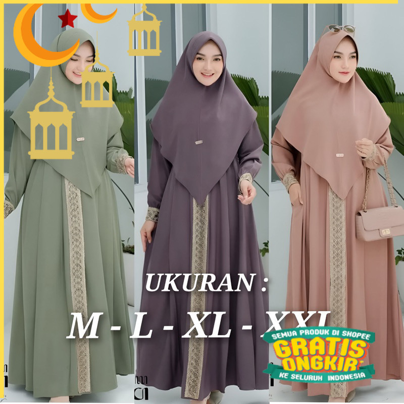 KANAYA SYARI  gamis plus hijab ukuran M - L - XL - XXL gamis terbaru syar'i fashion muslis terlaris 