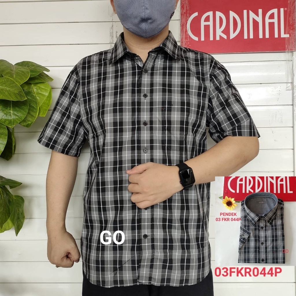 gof S-XL CARDINAL KEMEJA FORMAL PENDEK Regular Pakaian Kemeja Kerja Pria Kantor Acara Resmi Pakaian 