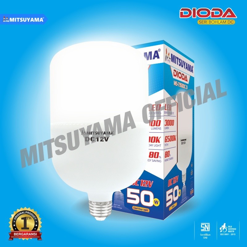 Bohlam Lampu Led Mitsuyama DC 12V 50W E27 Putih seri DIODA - 50 Watt / Bola Lampu