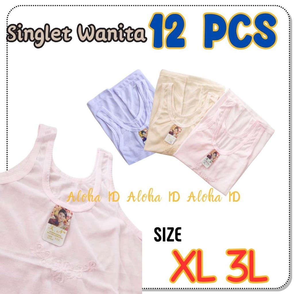 Grosir 12 Pcs Kaos Dalam Wanitia Dewasa Lusinan / SINGLET WANITA DEWASA KN