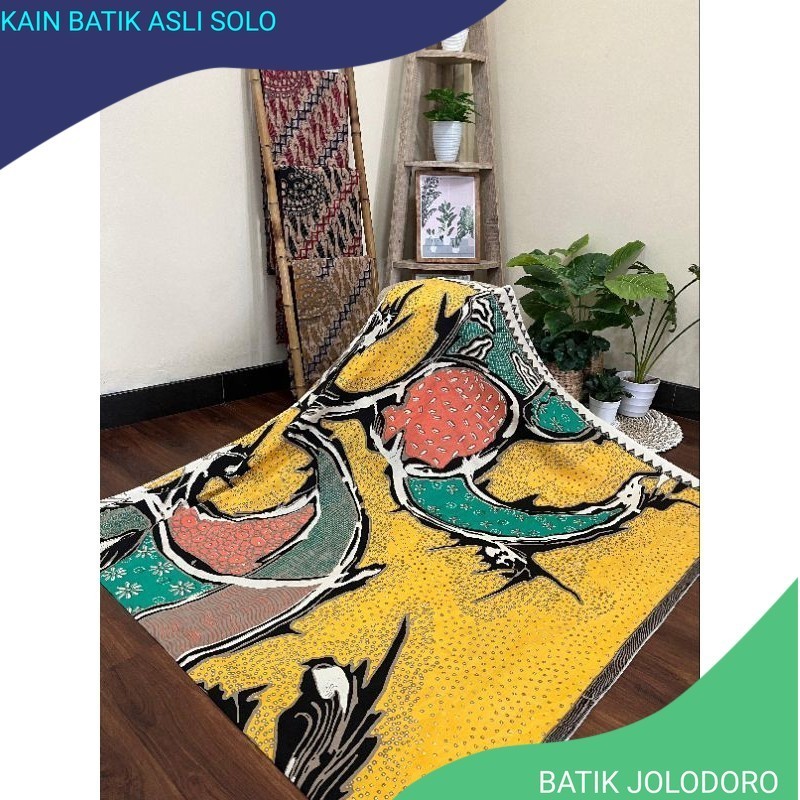 Kain Batik Solo Katun printing motif abstrak kuning