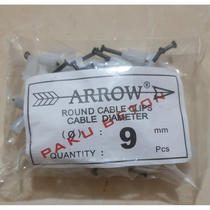 Klem Kabel Paku Hitam / Beton 8 mm Arrow