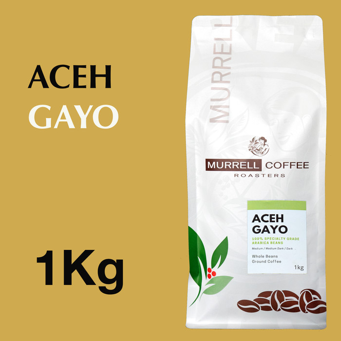 

[Coffee New] 1Kg ACEH GAYO kopi arabica specialty premium biji bubuk MURRELL COFFEE - Medium Dark, Biji