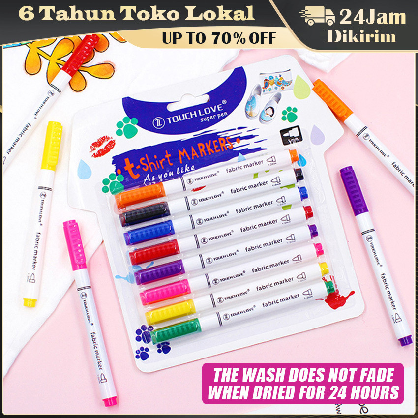 

T-shirt Markers / Penanda Pakaian Pena / Spidol Kain Pena Penanda Bahan Kain 8Pcs/Set