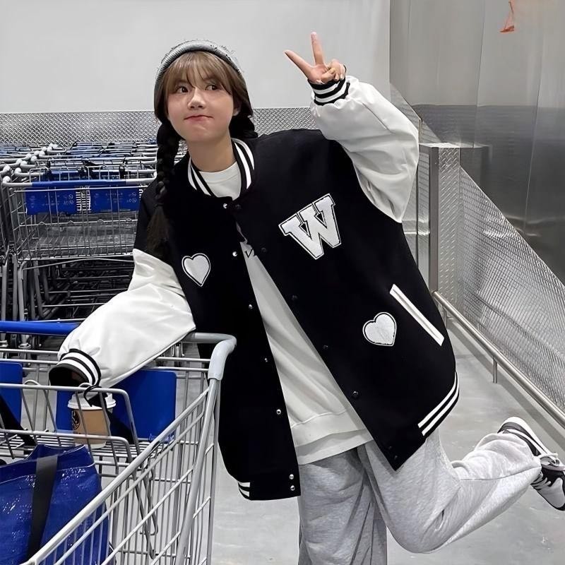 Jaket Baseball Big Size ( S - 6XL ) W LOVE With Love (BISA CUSTOM HURUF) Embroidery BORDIR Jaket Var