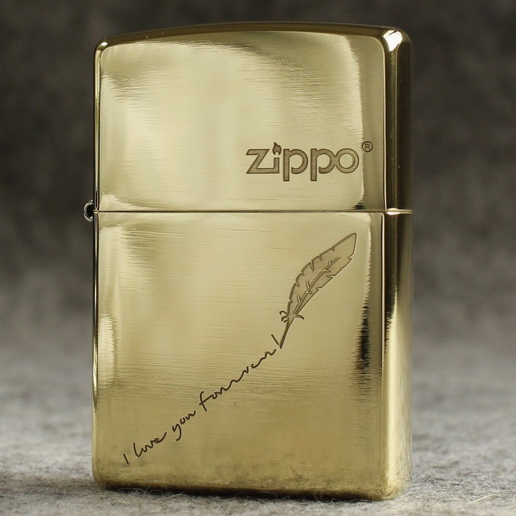 Lighter Korek Api Minyak Zippo Gold Love Feather Notes ANNUR