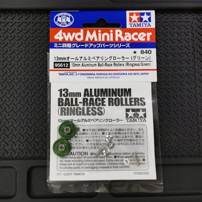Tamiya 95612 13mm Aluminum Ball-Race Rollers (Ringless/Green)
