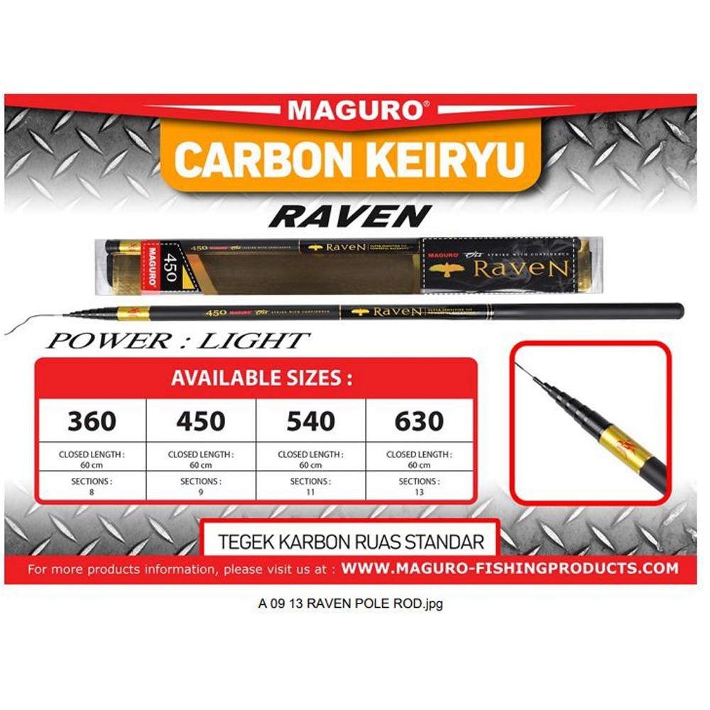 Joran Tegek Maguro RAVEN | 360 s/d 630 | Tegek Ruas Standar