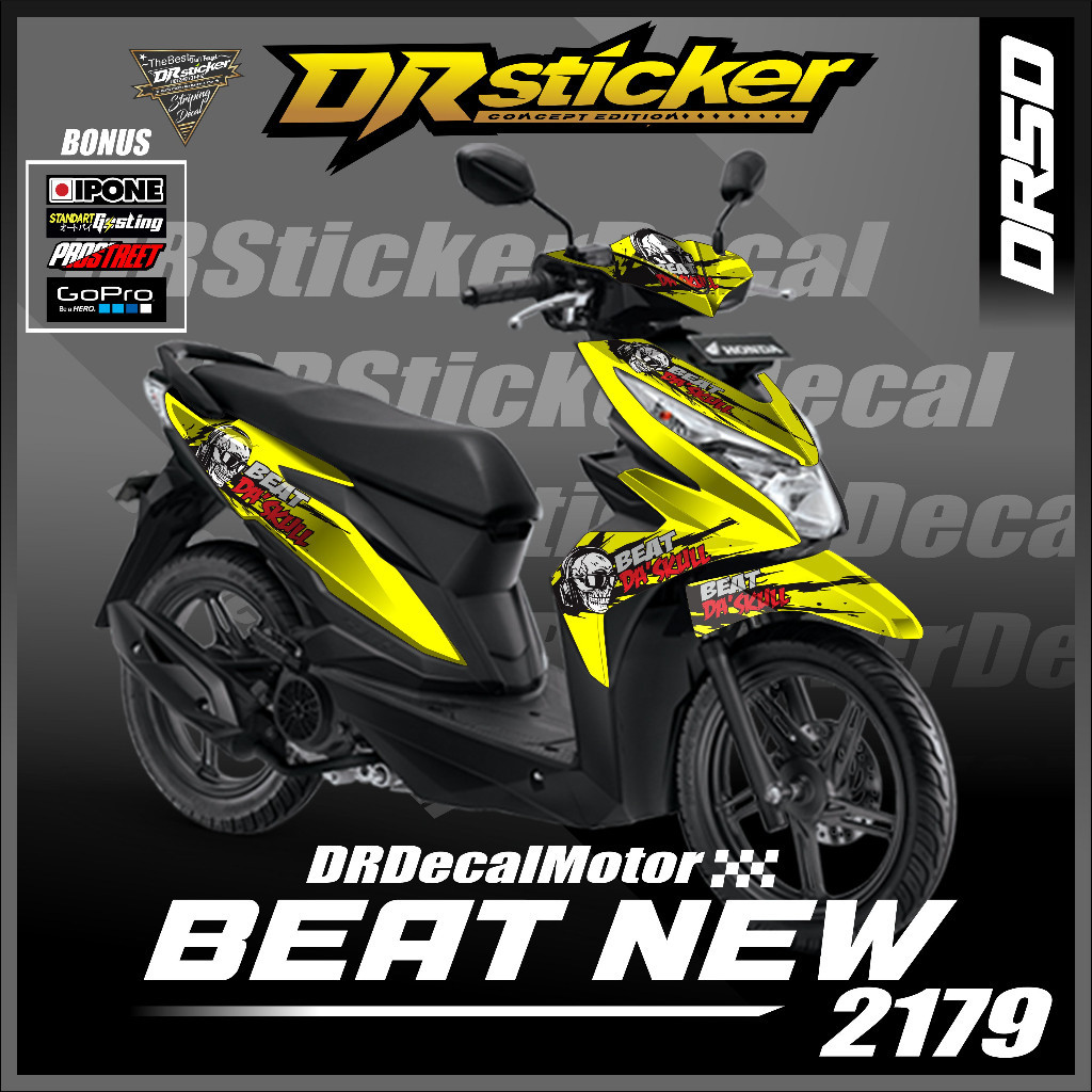 DECAL HONDA BEAT ESP 2017-2019 - DECAL BEAT ESP 2017-2019 VARIASI SKULL TENGKORAK