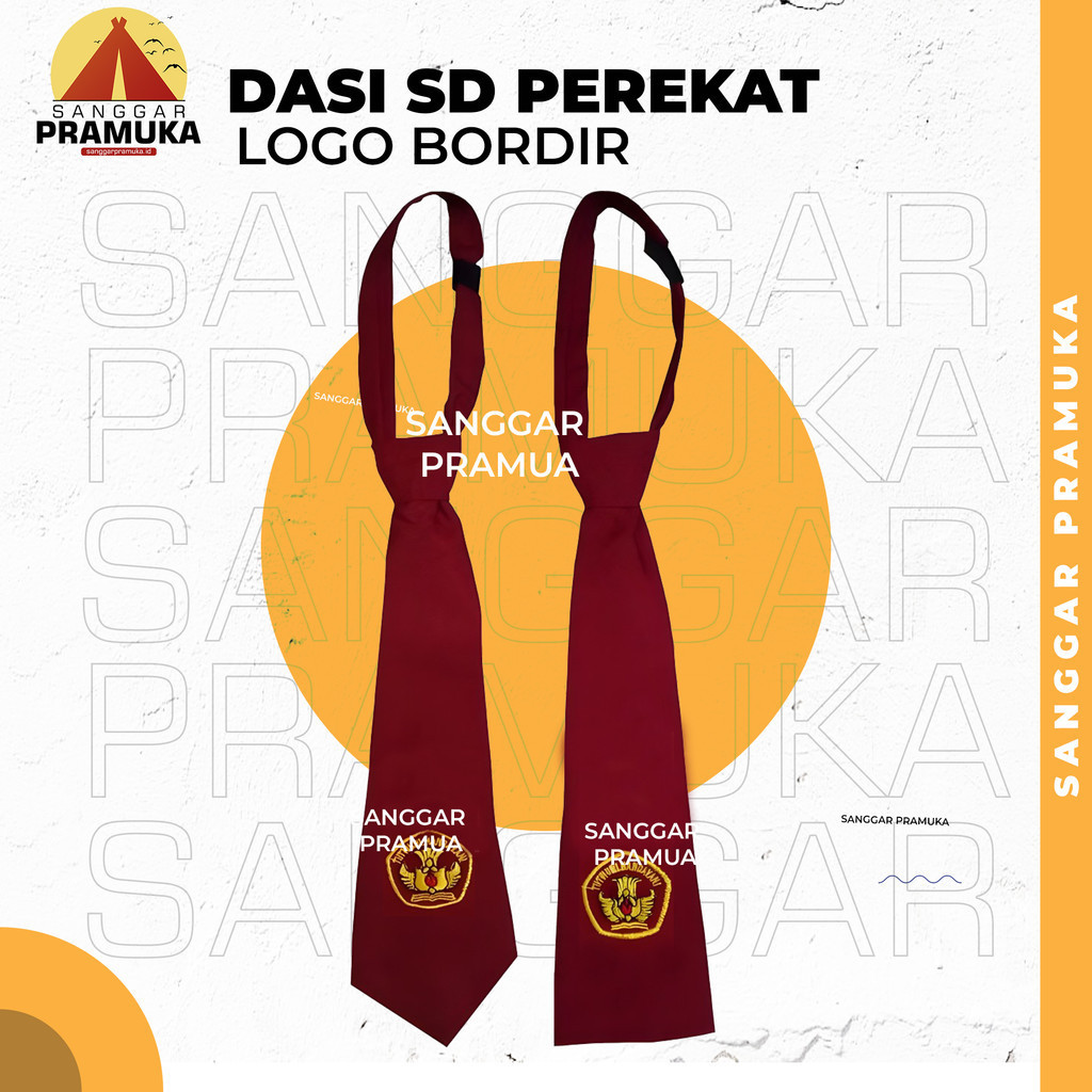 Dasi SD perekat Bordir / Dasi Sd Panjang