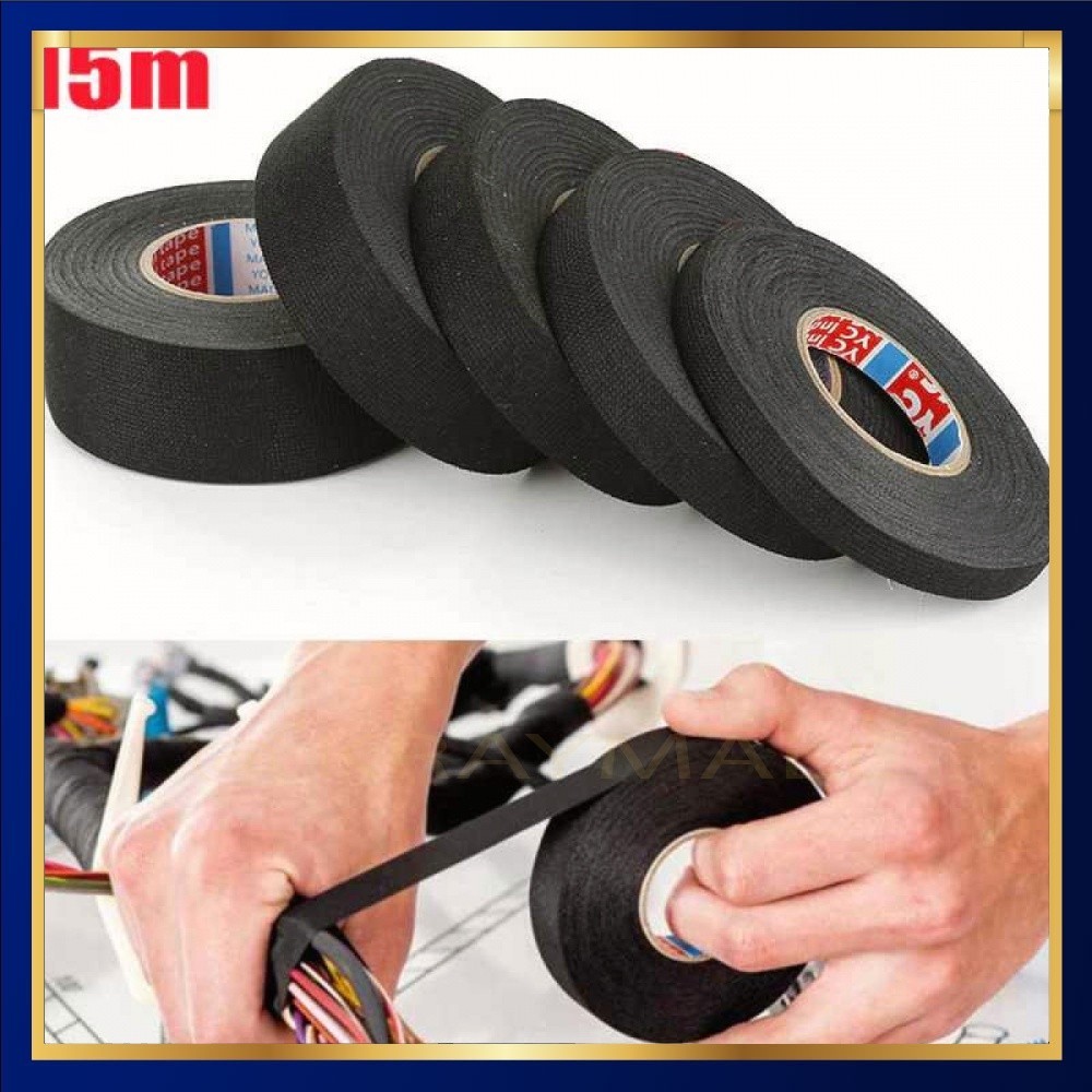 

Lakban Kain Pembungkus Kabel Tape Heat-resistant 9mm 15M - TF12